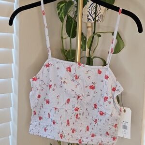 Billabong Light Blue and Red Floral Tank Top